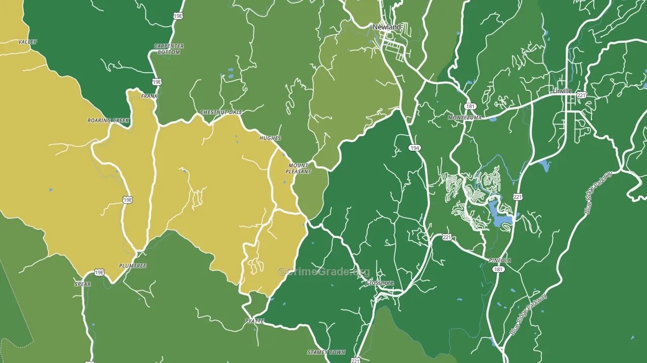 Newland, NC Map of Vehicle Theft Rates