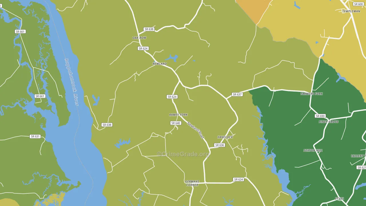 Newland, VA Map of Vehicle Theft Rates