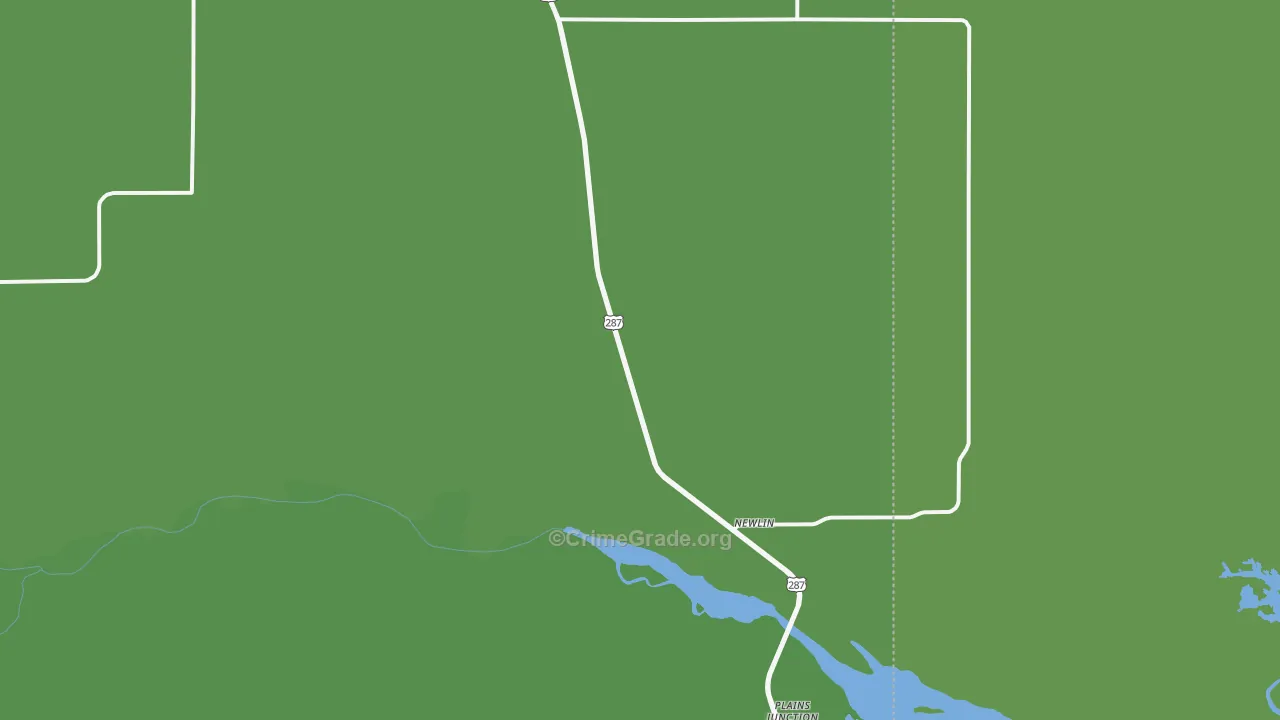 Newlin, TX Map of Vehicle Theft Rates
