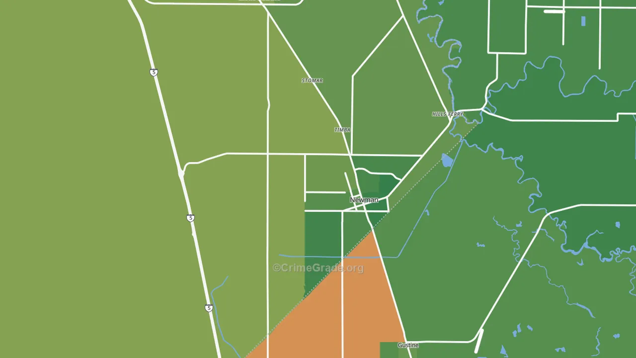 Newman, CA Map of Vehicle Theft Rates