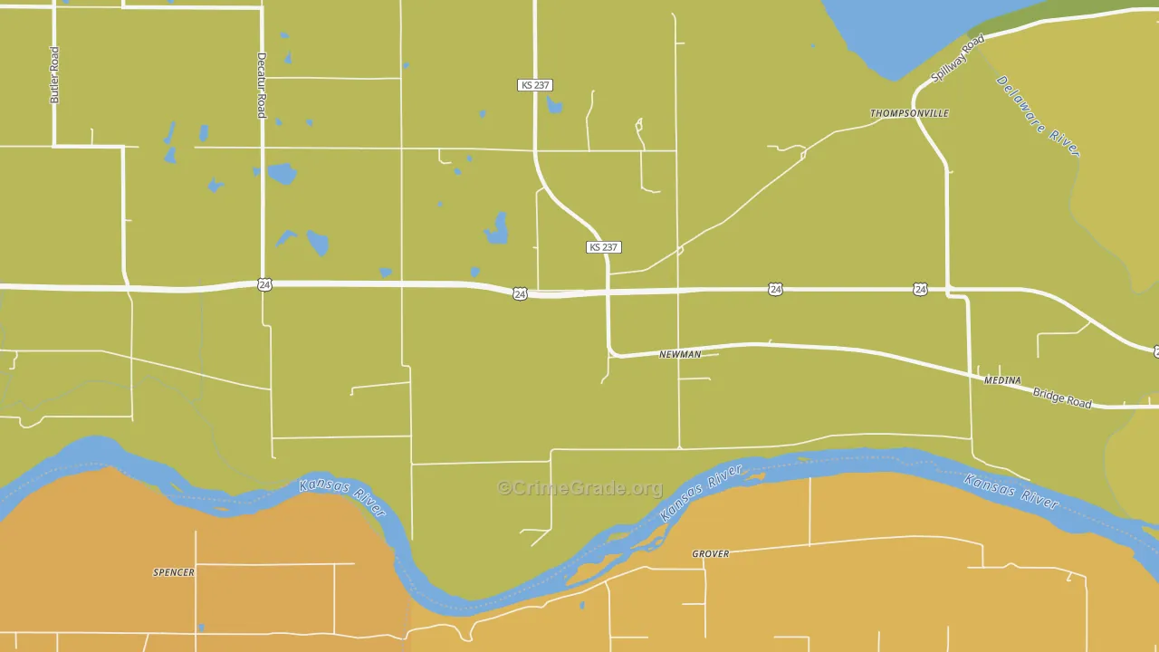 Newman, KS Map of Vehicle Theft Rates