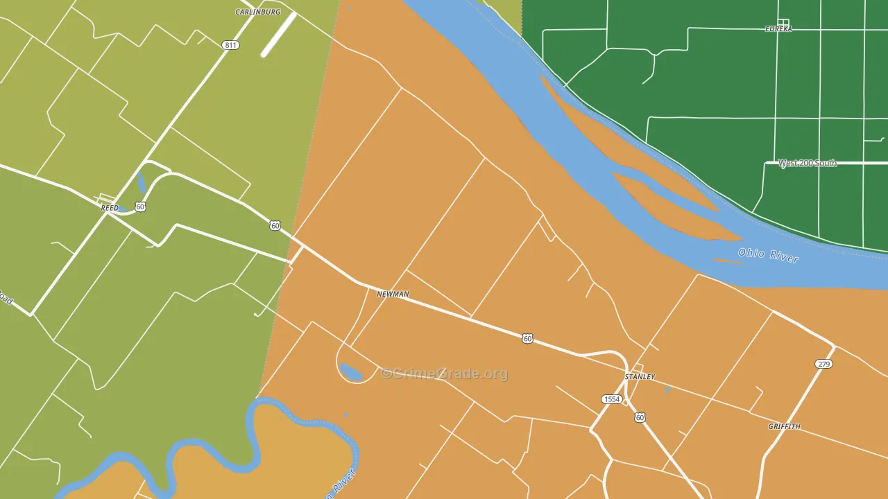 Newman, KY Map of Vehicle Theft Rates