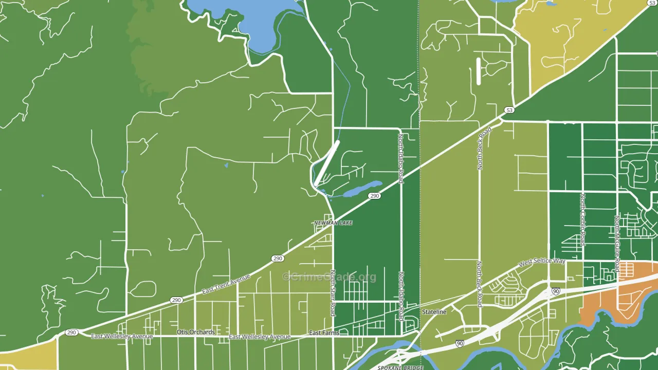 Newman Lake, WA Map of Vehicle Theft Rates