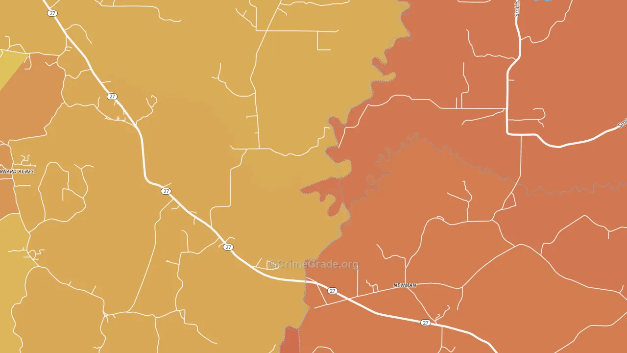 Newman, MS Map of Vehicle Theft Rates