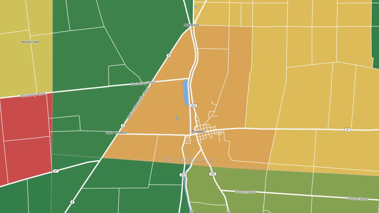Newman, OH Map of Vehicle Theft Rates