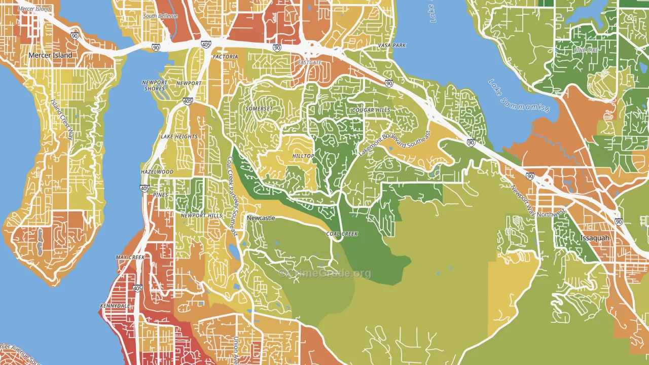Newport, Bellevue, WA Map of Vehicle Theft Rates