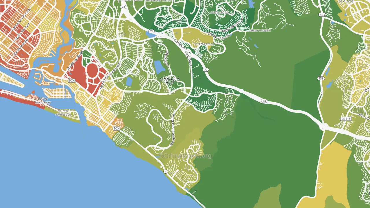 Newport Coast, CA Map of Vehicle Theft Rates