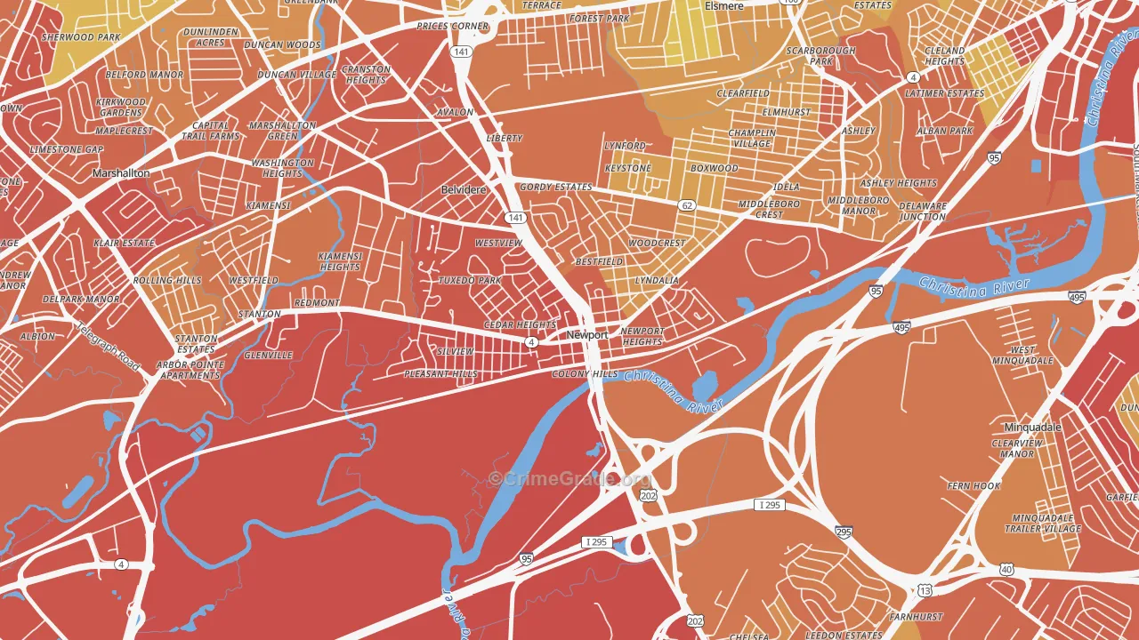 Newport, DE Map of Vehicle Theft Rates