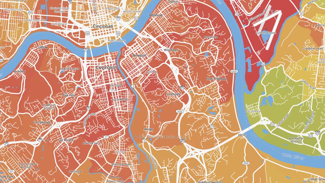 Newport, KY Map of Vehicle Theft Rates