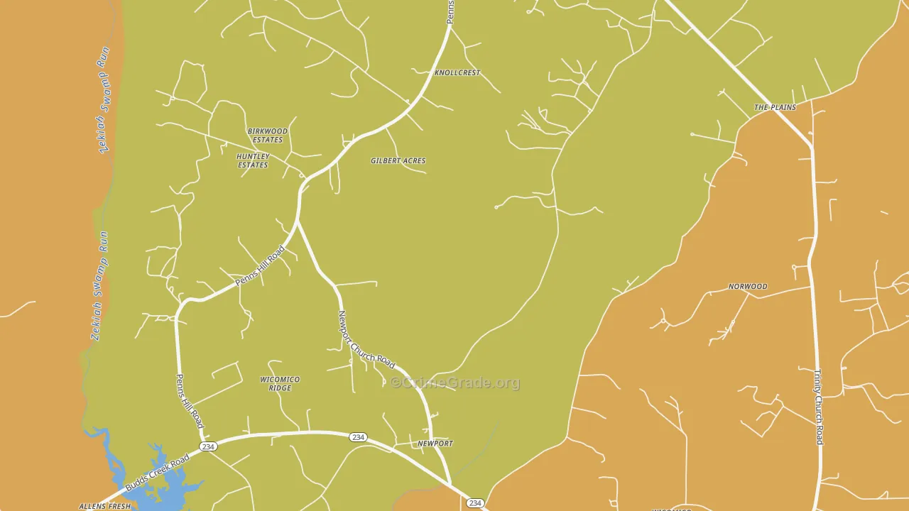 Newport, MD Map of Vehicle Theft Rates