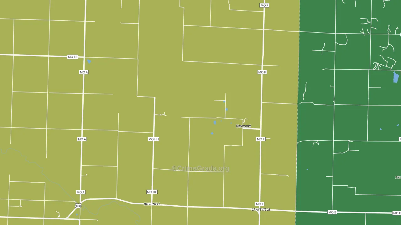 Newport, MO Map of Vehicle Theft Rates