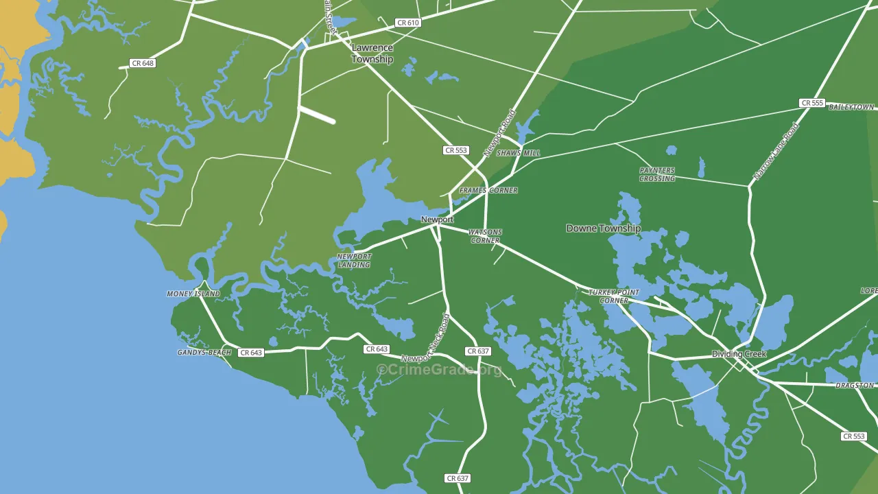 Newport, NJ Map of Vehicle Theft Rates