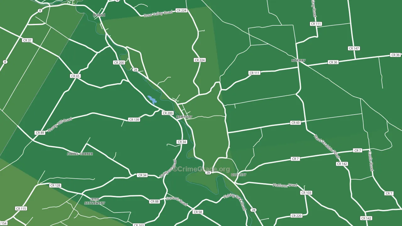 Newport, NY Map of Vehicle Theft Rates