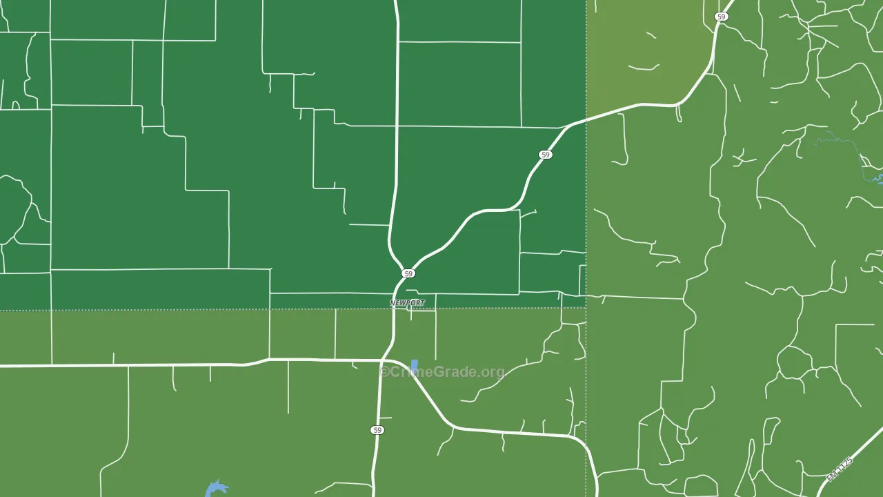 Newport, TX Map of Vehicle Theft Rates