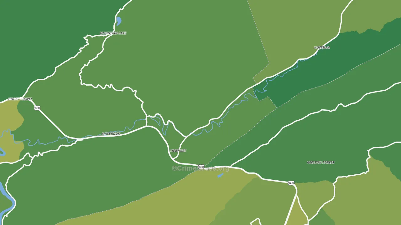 Newport, VA Map of Vehicle Theft Rates