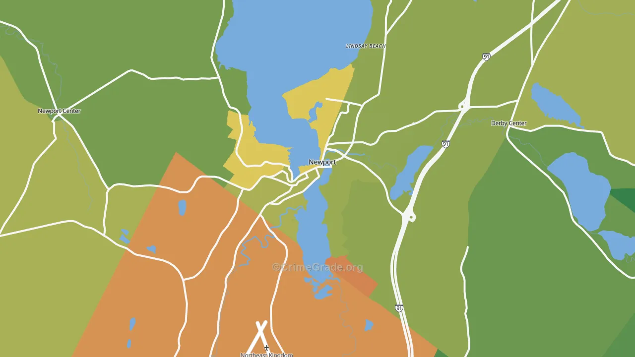 Newport, VT Map of Vehicle Theft Rates