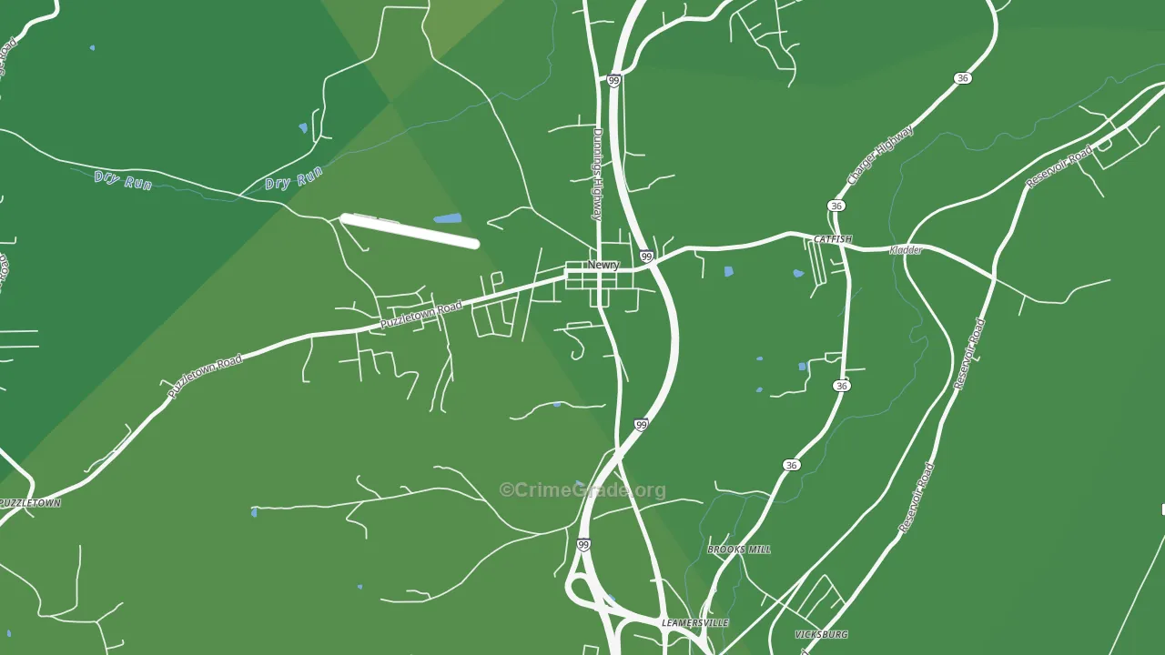 Newry, PA Map of Vehicle Theft Rates