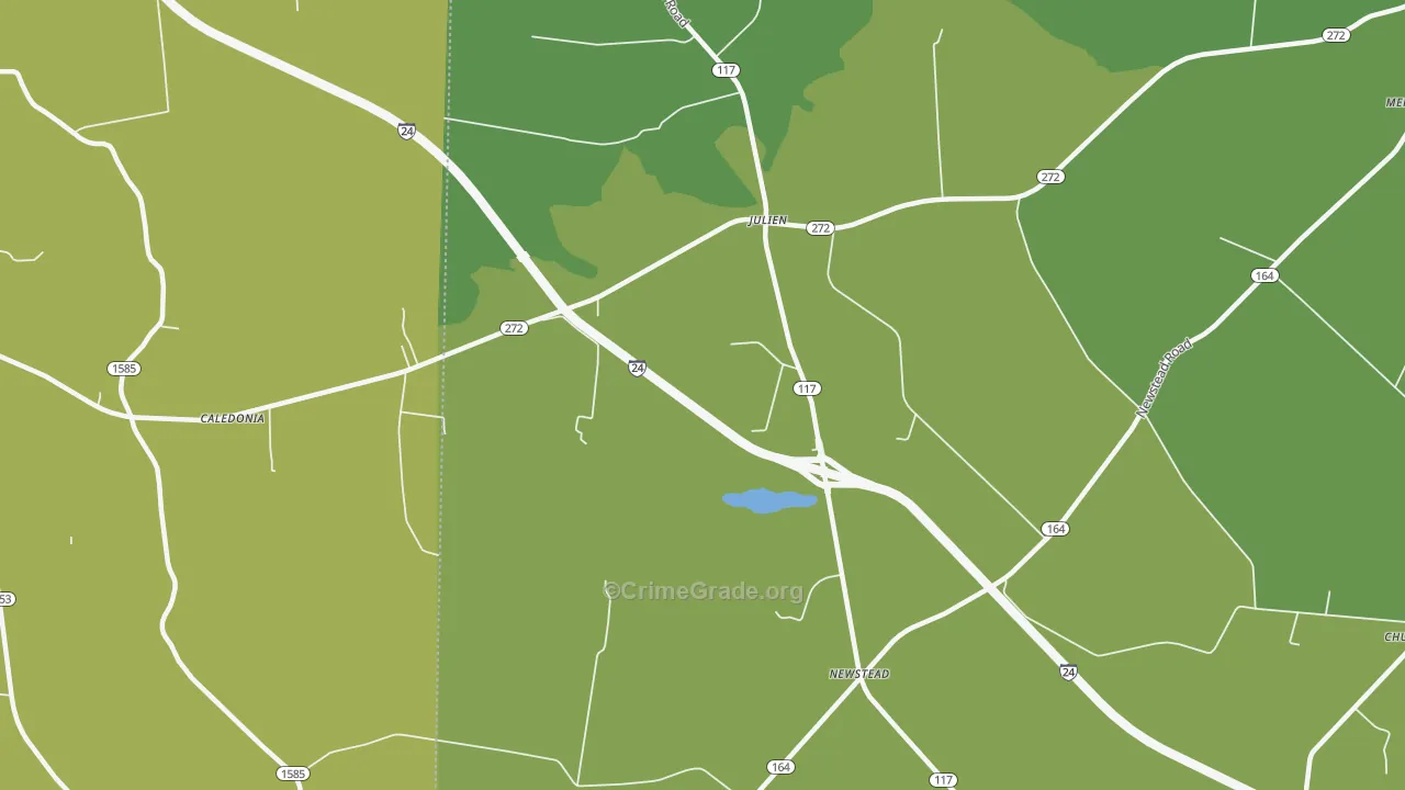 Newstead, KY Map of Vehicle Theft Rates