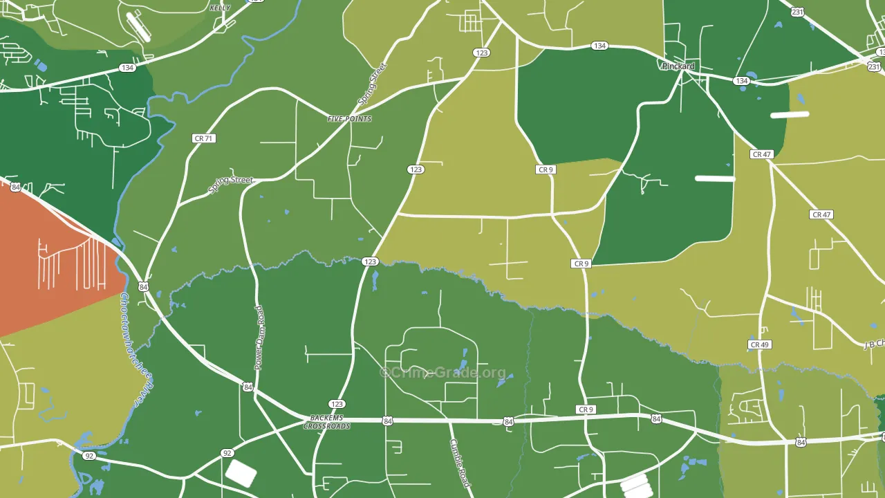 Newton, AL Map of Vehicle Theft Rates