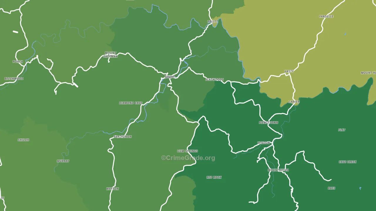 Newton County, AR Map of Vehicle Theft Rates