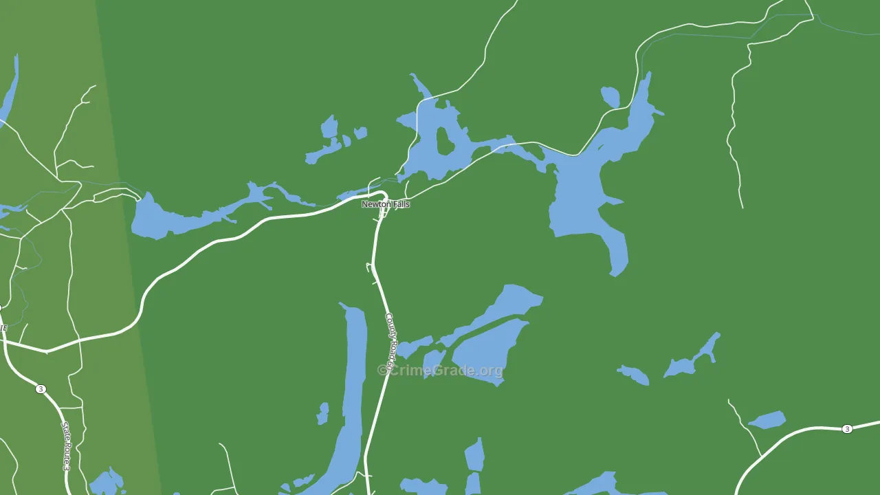 Newton Falls, NY Map of Vehicle Theft Rates