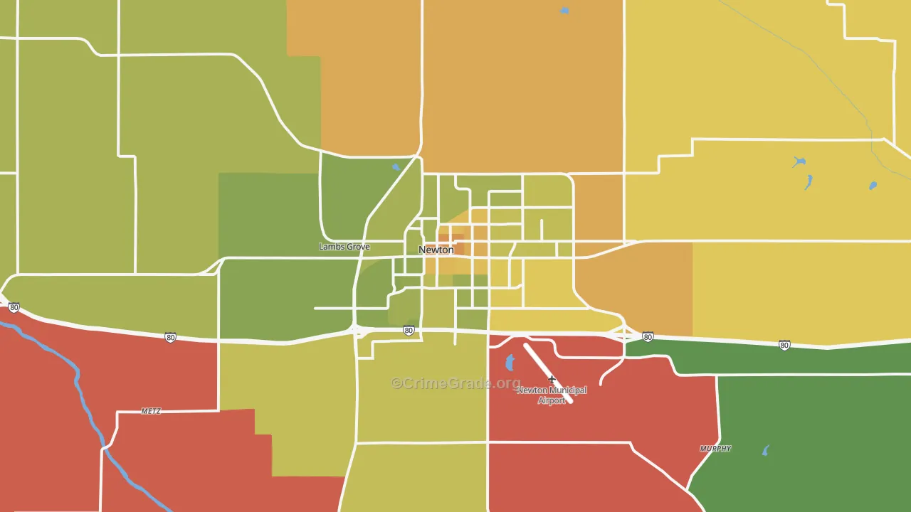 Newton, IA Map of Vehicle Theft Rates