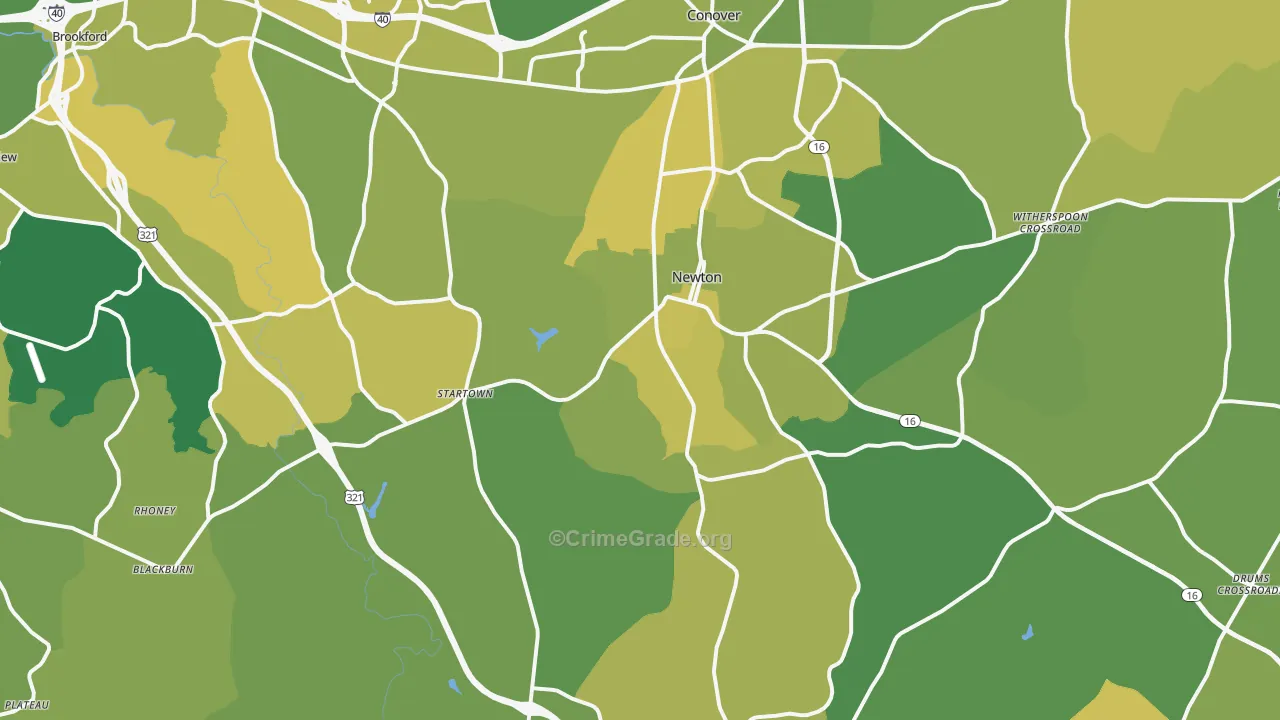 Newton, NC Map of Vehicle Theft Rates