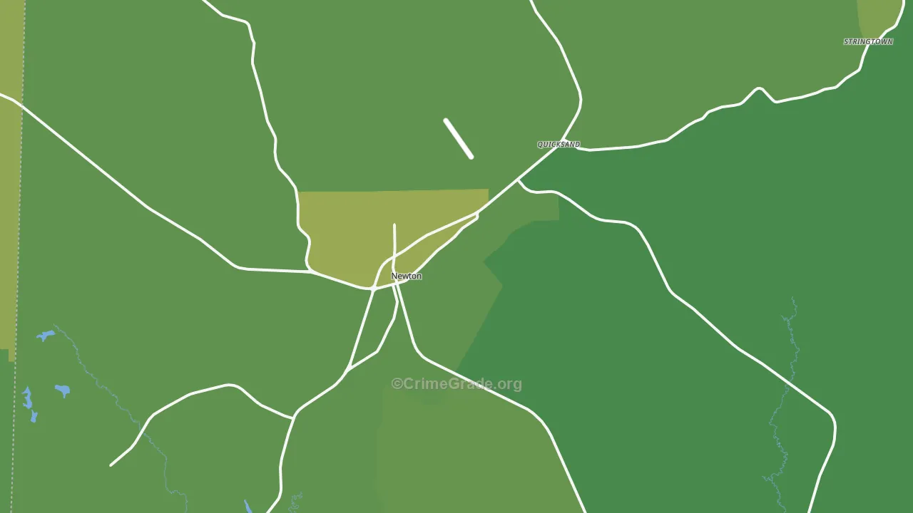 Newton, TX Map of Vehicle Theft Rates