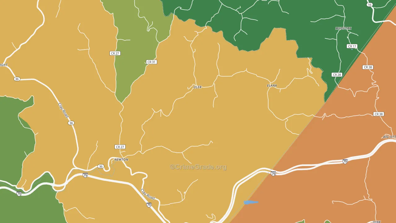 Newton, WV Map of Vehicle Theft Rates