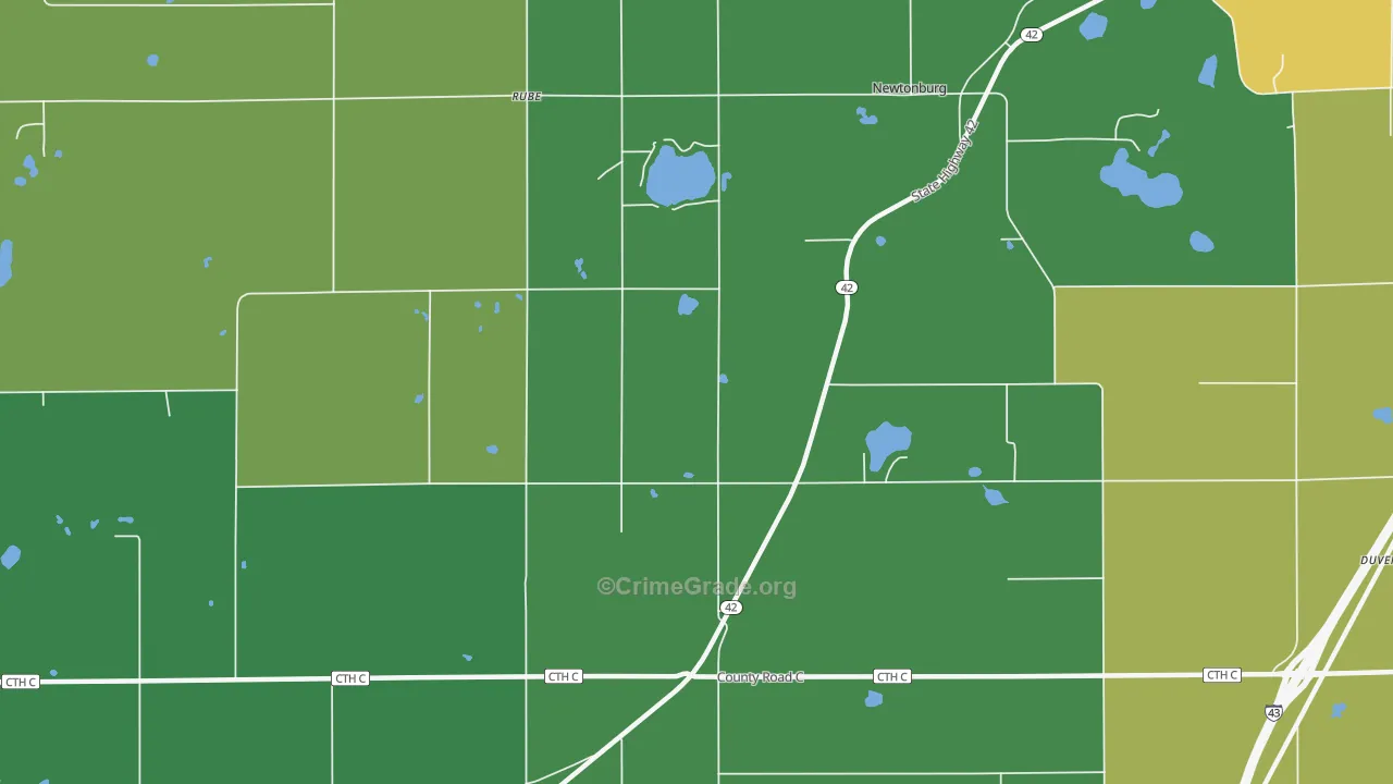 Newtonburg, WI Map of Vehicle Theft Rates