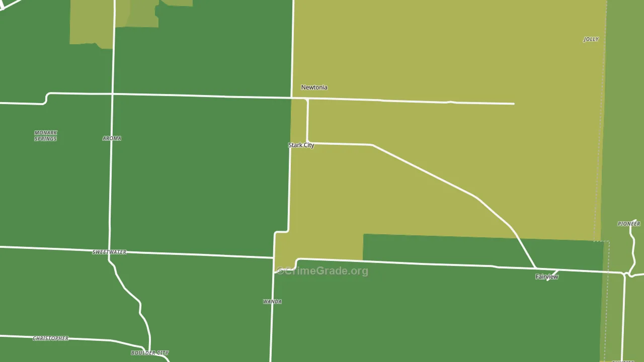 Newtonia, MO Map of Vehicle Theft Rates