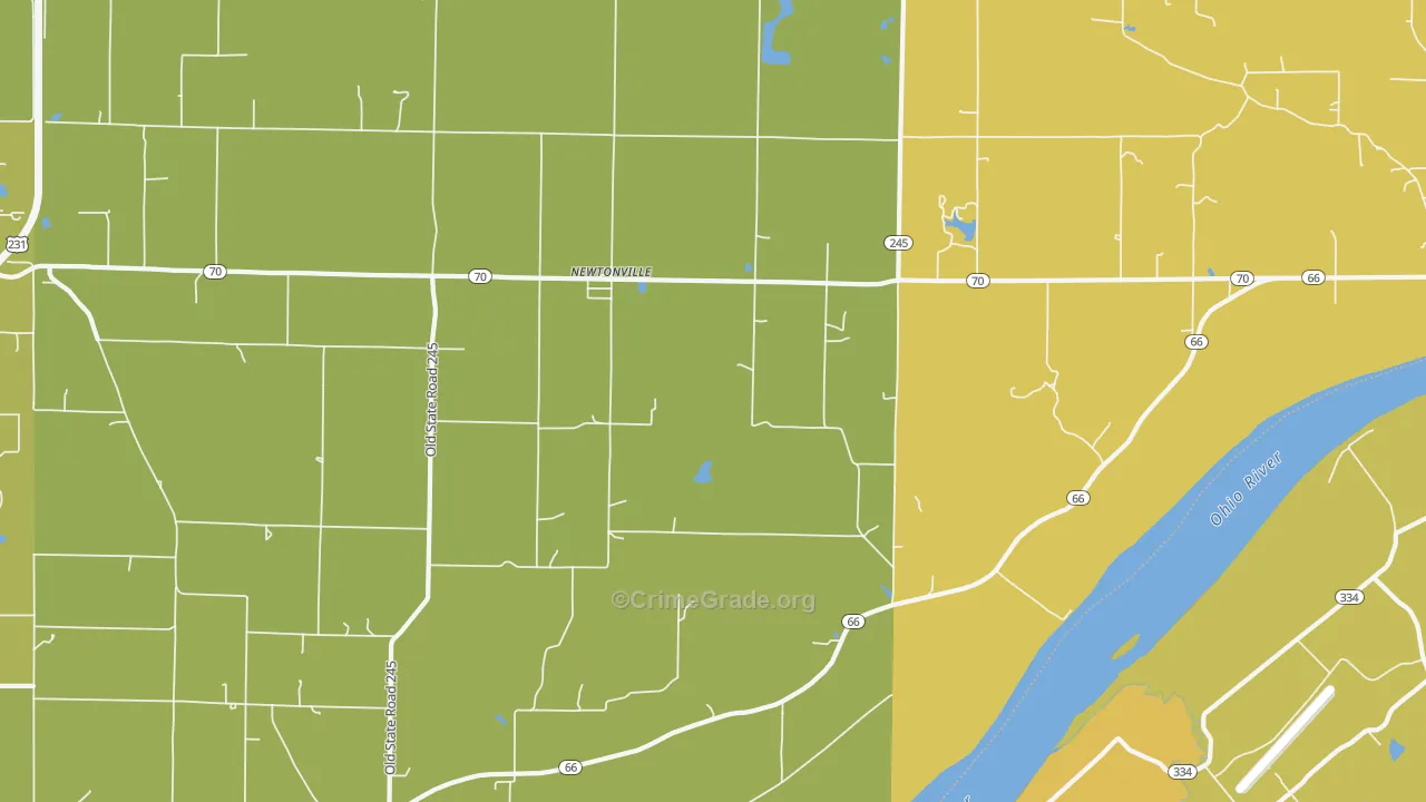 Newtonville, IN Map of Vehicle Theft Rates
