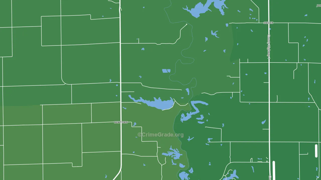 Newtown, IL Map of Vehicle Theft Rates