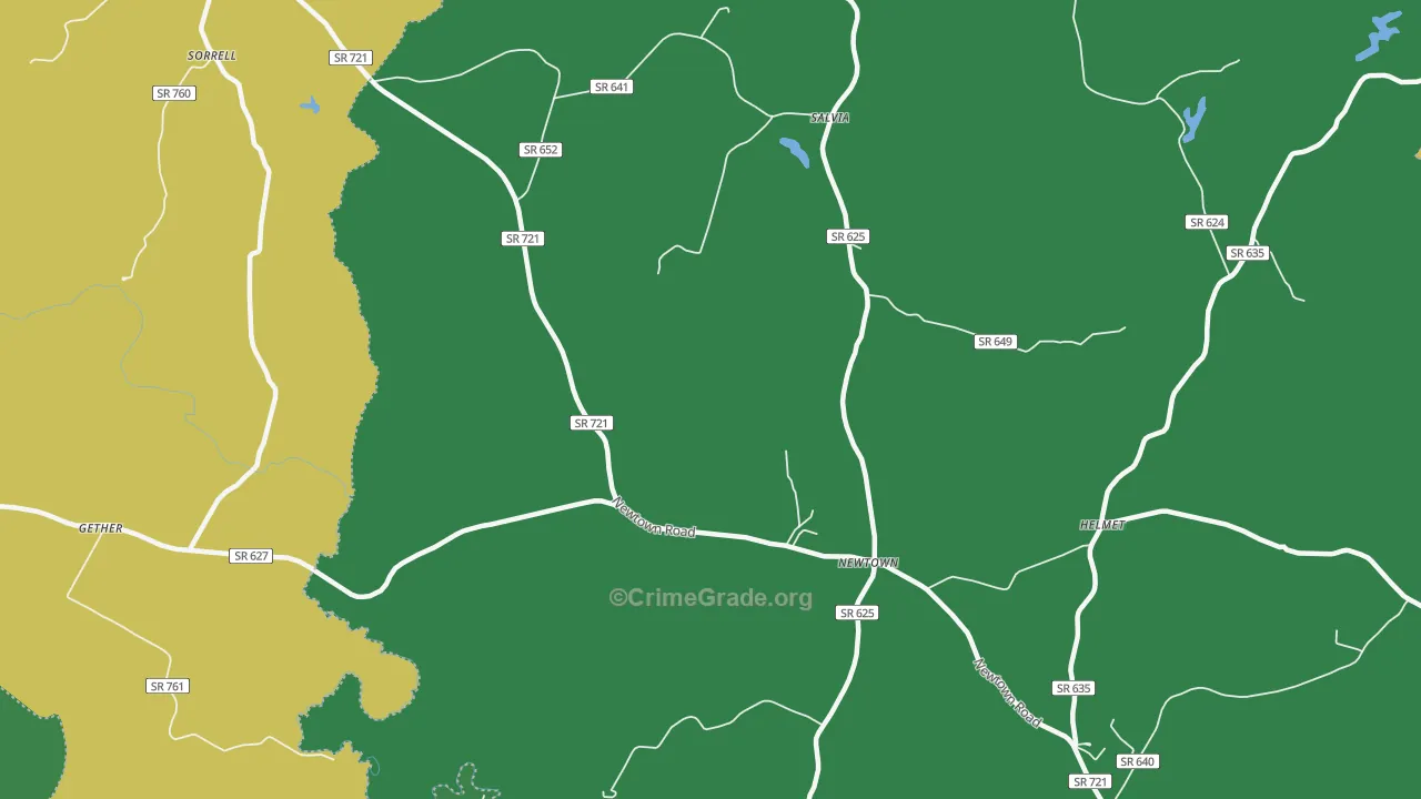 Newtown, VA Map of Vehicle Theft Rates