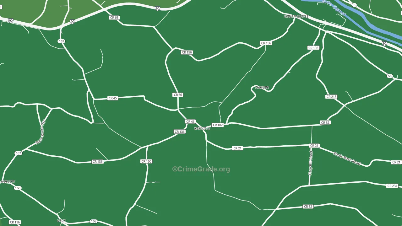 Newville, NY Map of Vehicle Theft Rates
