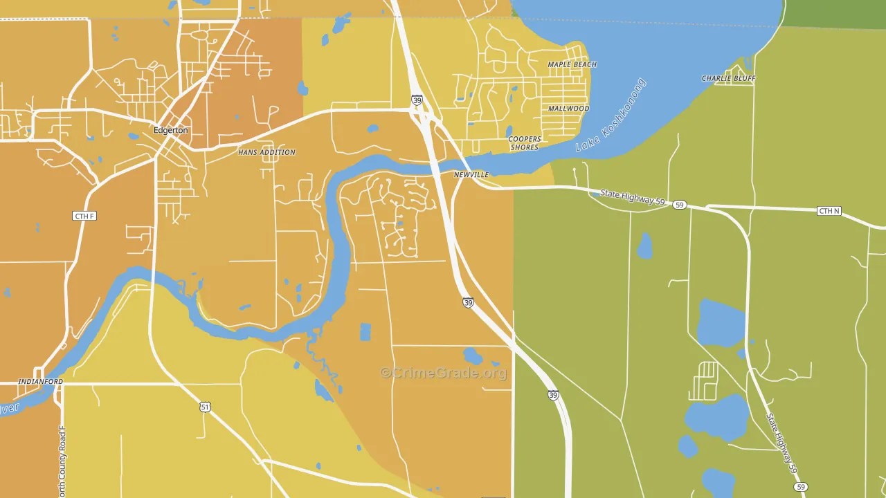 Newville, WI Map of Vehicle Theft Rates