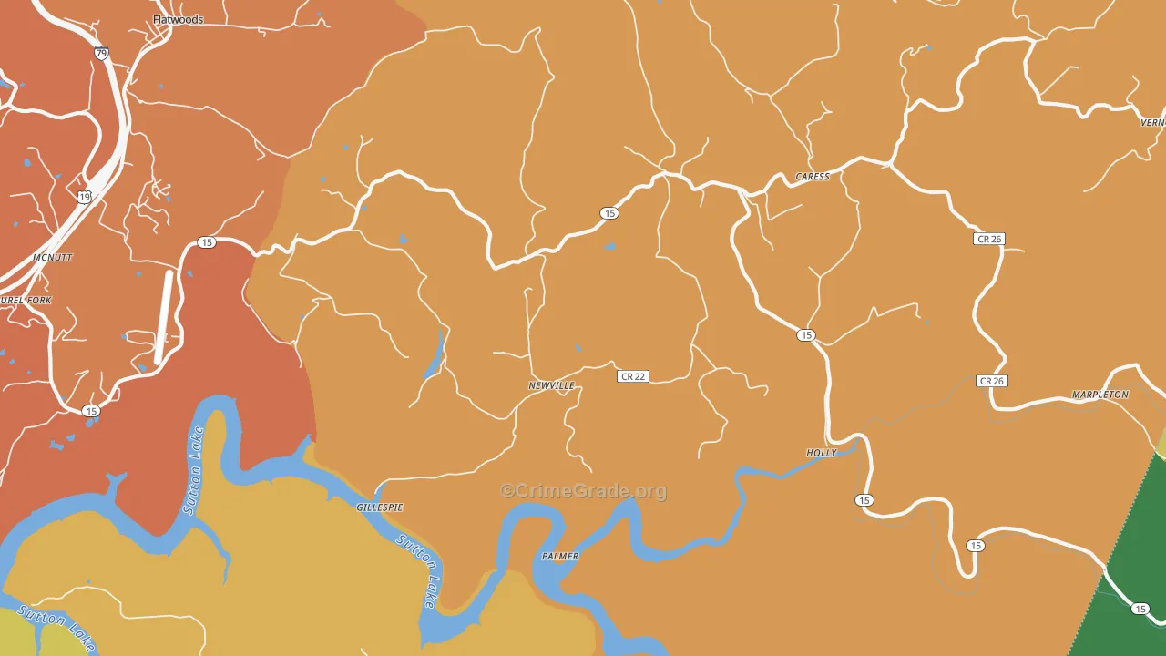 Newville, WV Map of Vehicle Theft Rates