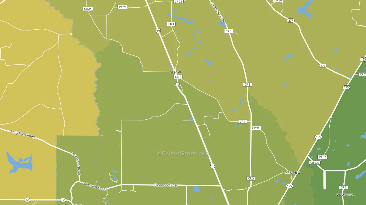 Neyami, GA Map of Vehicle Theft Rates