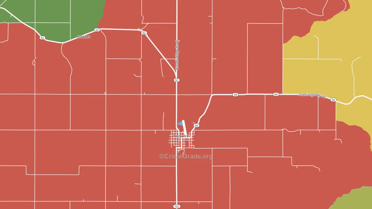 Nezperce, ID Map of Vehicle Theft Rates