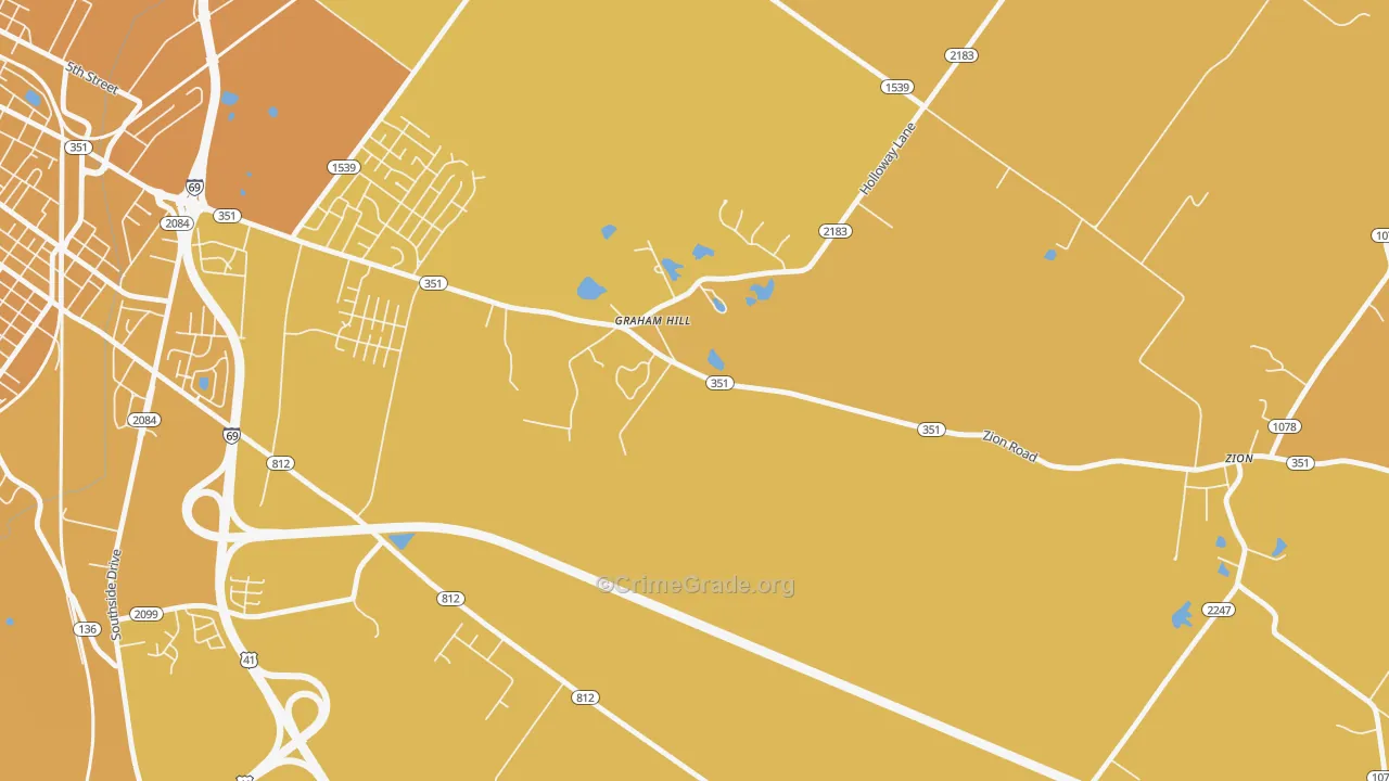Niagara, KY Map of Vehicle Theft Rates