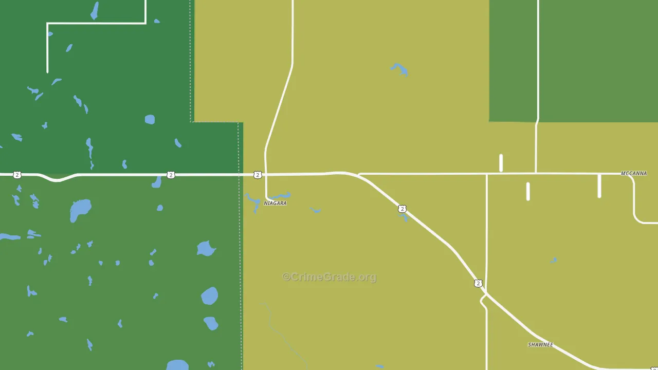 Niagara, ND Map of Vehicle Theft Rates