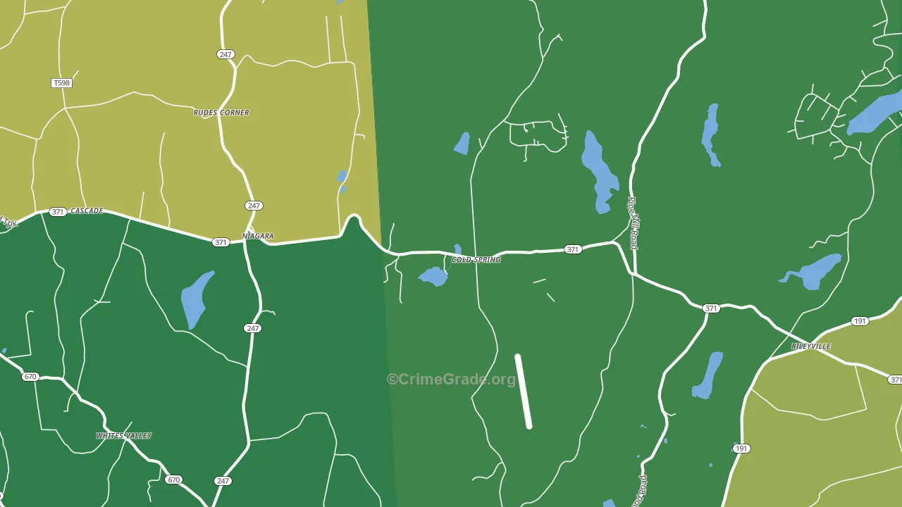 Niagara, PA Map of Vehicle Theft Rates