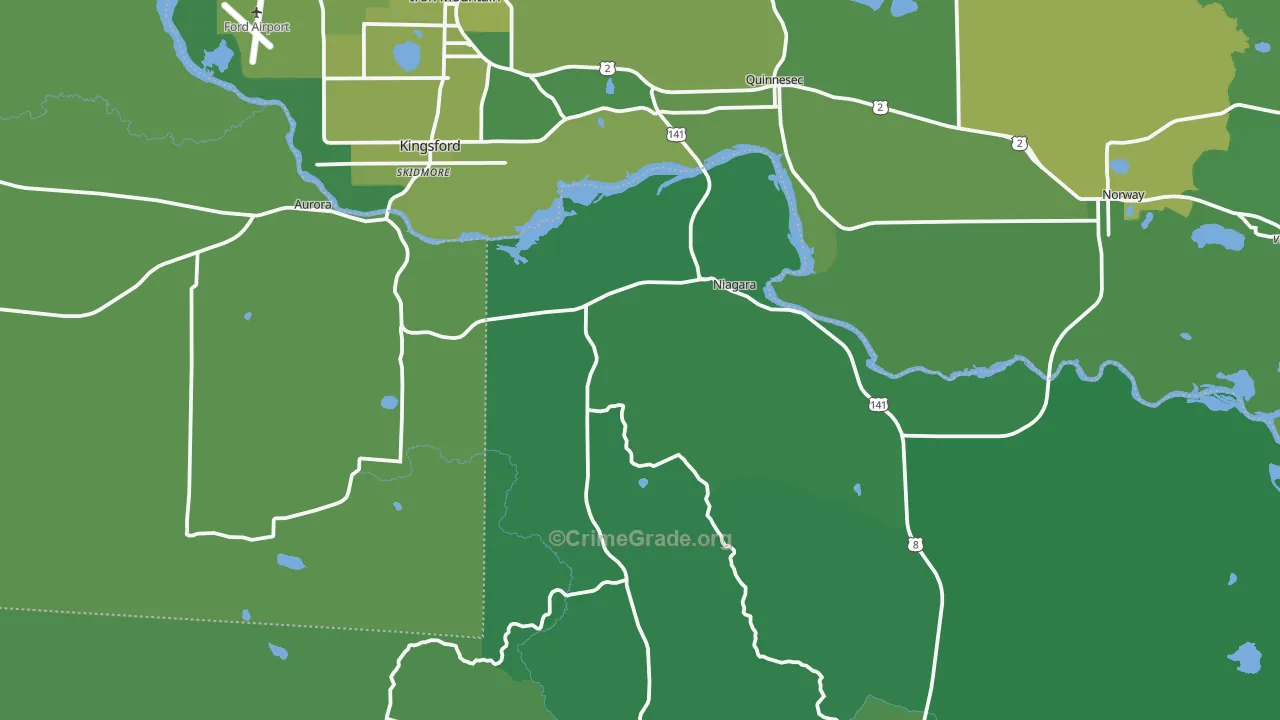 Niagara, WI Map of Vehicle Theft Rates