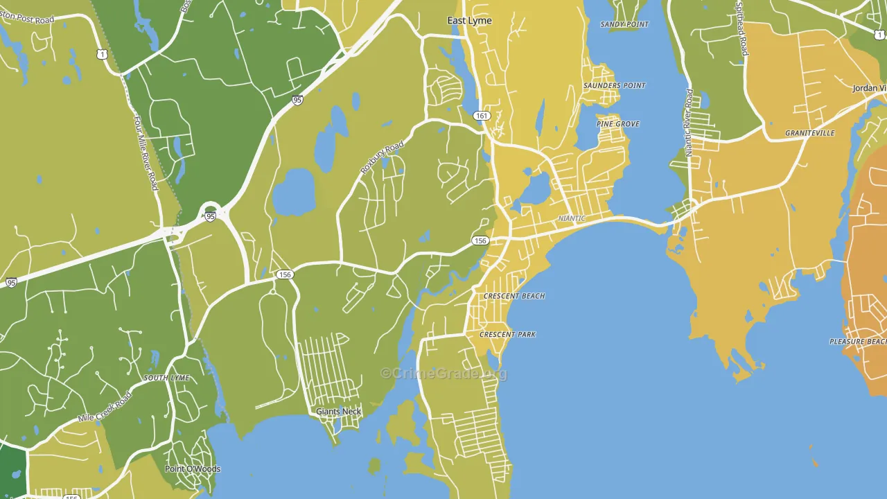 Niantic, CT Map of Vehicle Theft Rates