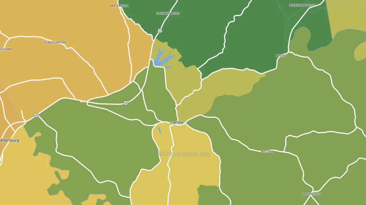 Nicholas County, KY Map of Vehicle Theft Rates