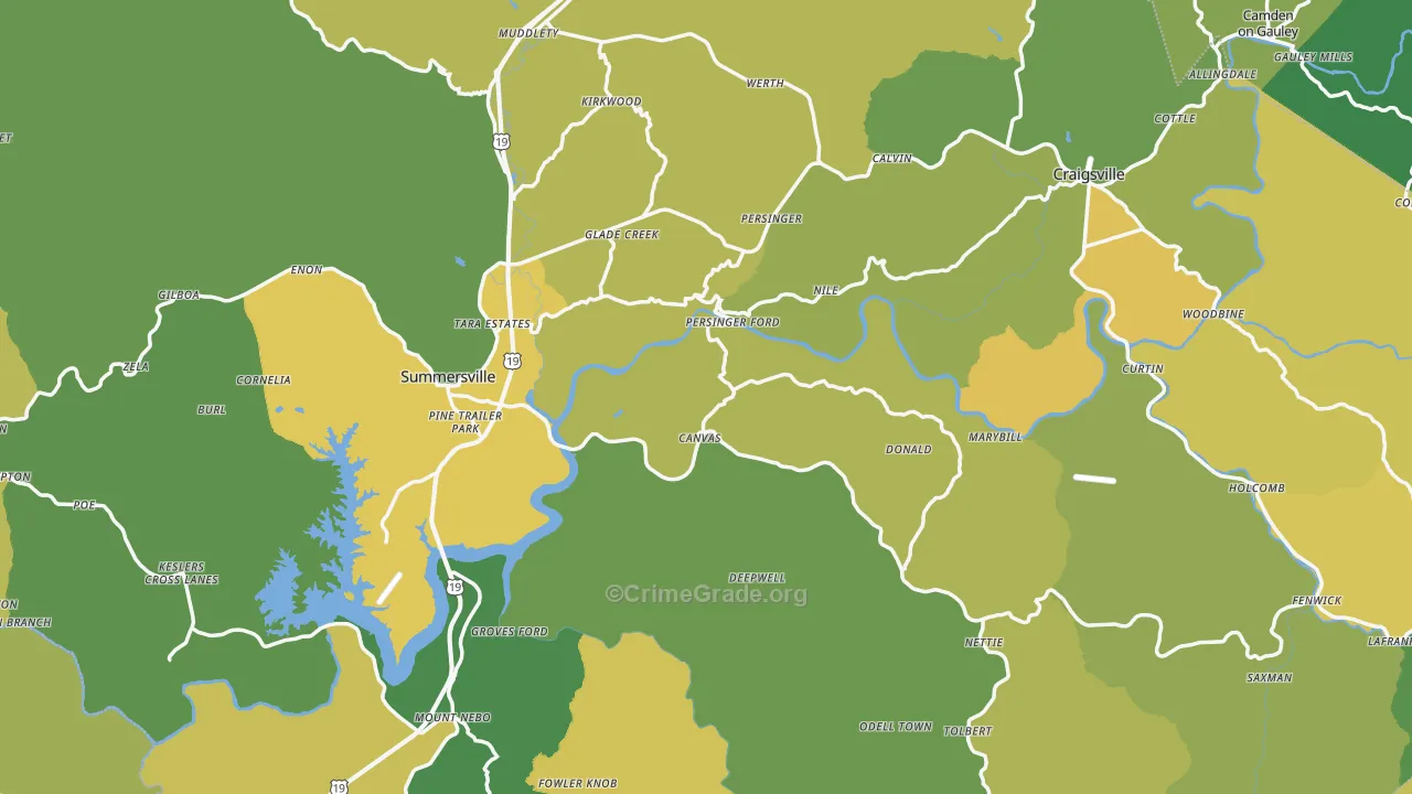 Nicholas County, WV Map of Vehicle Theft Rates