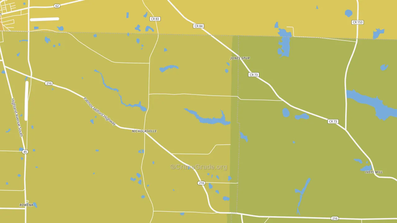 Nicholasville, GA Map of Vehicle Theft Rates