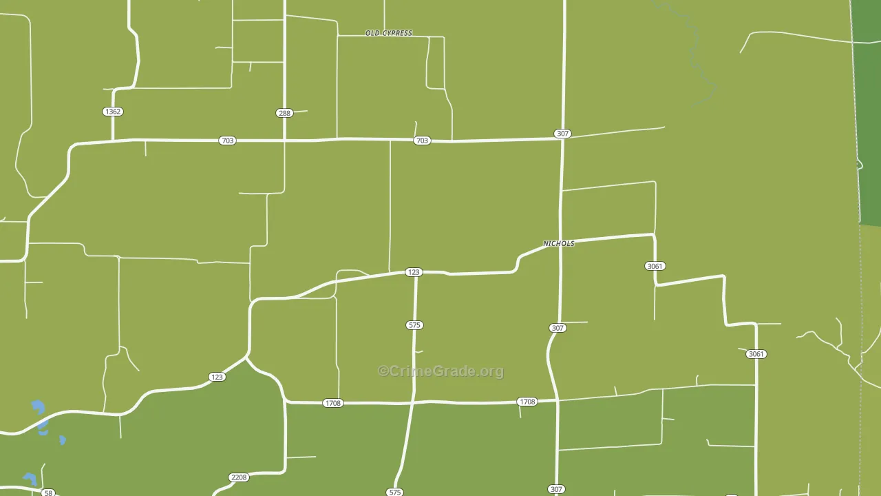 Nichols, KY Map of Vehicle Theft Rates