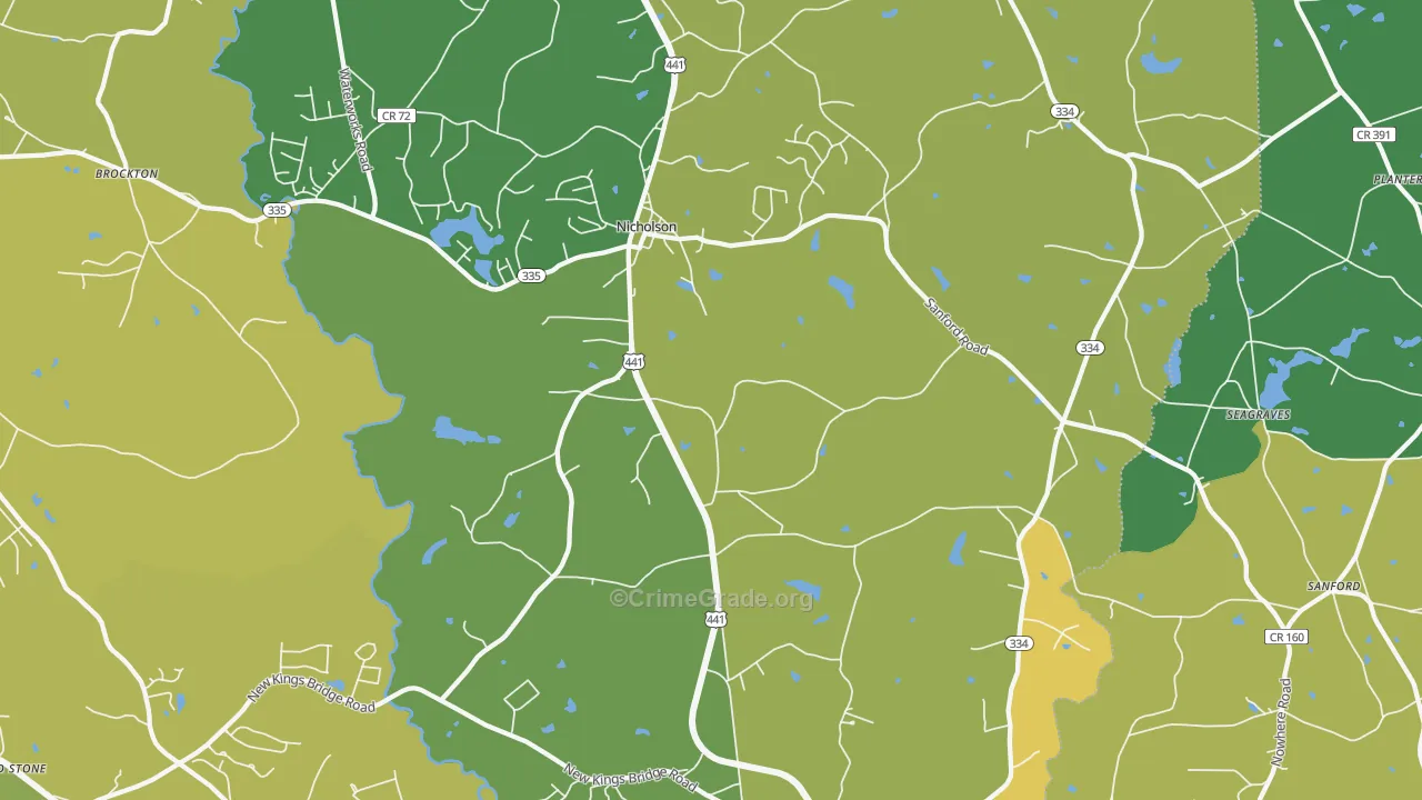 Nicholson, GA Map of Vehicle Theft Rates
