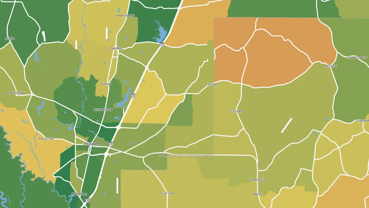 Nicholson, MS Map of Vehicle Theft Rates